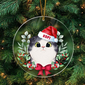 Peeking Cat Christmas - Personalized Acrylic Ornament
