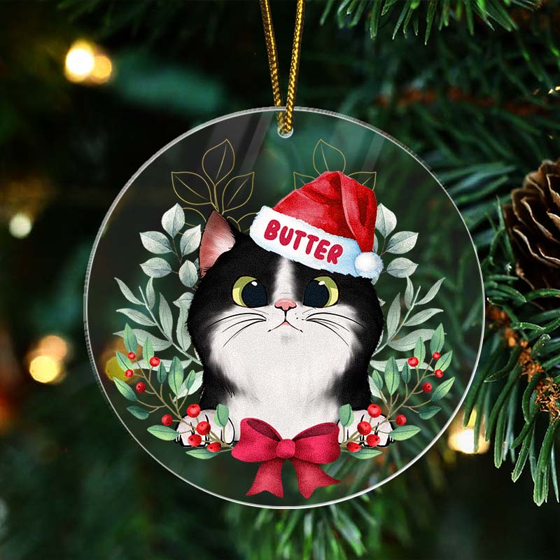 Peeking Cat Christmas - Personalized Acrylic Ornament
