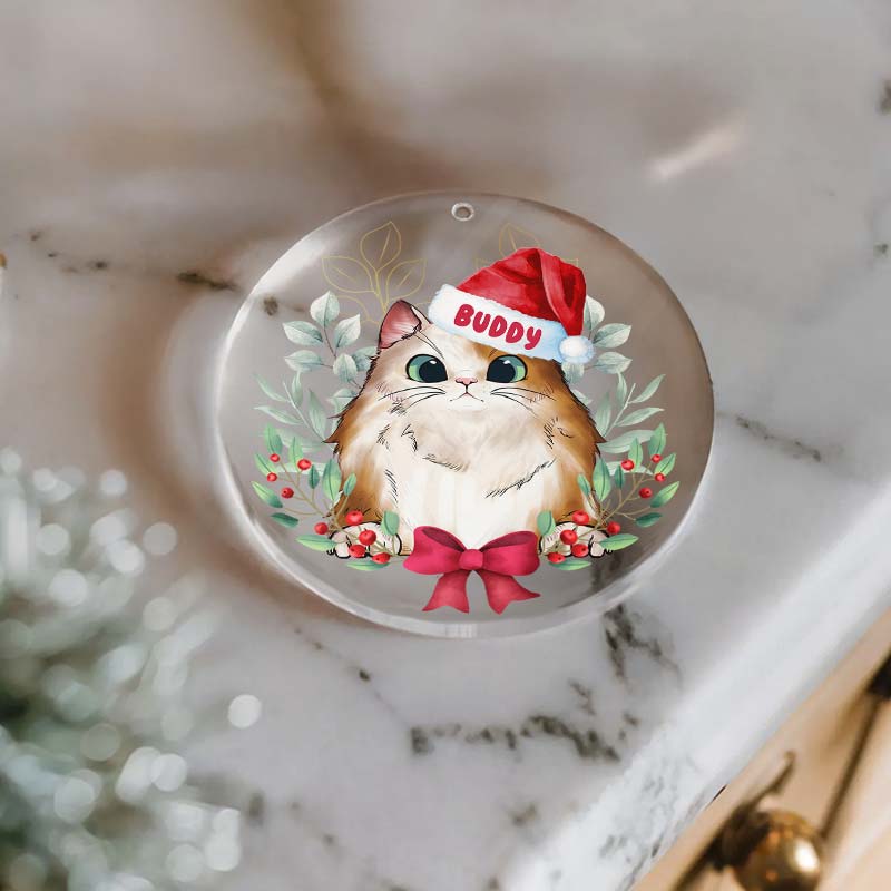 Peeking Cat Christmas - Personalized Acrylic Ornament
