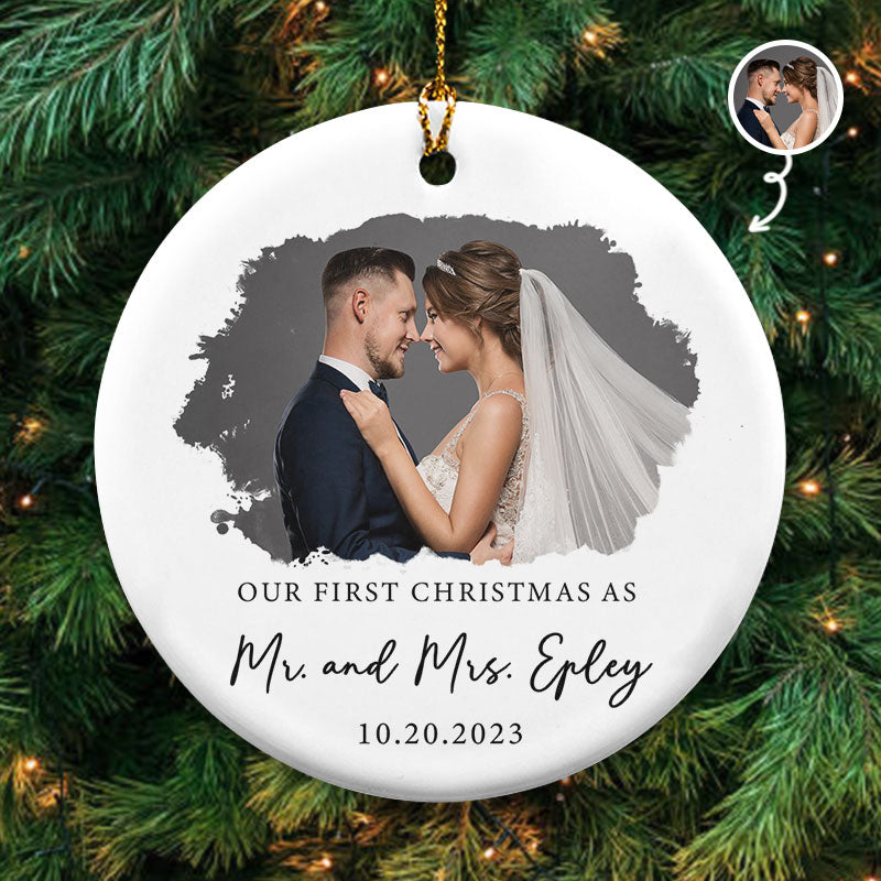 Our First Christmas - Personalized Circle Ceramic Ornament