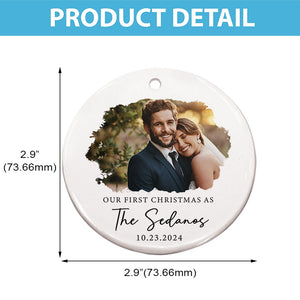 Our First Christmas - Personalized Circle Ceramic Ornament