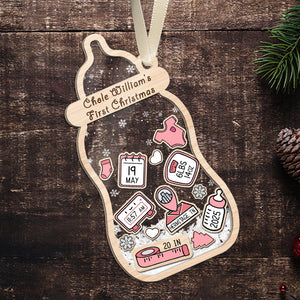 Baby's First Christmas, Birth Stats - Baby Gift, Newborn Gift, New Parents - Personalized 3-Layered Shaker Ornament