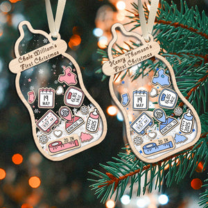 Baby's First Christmas, Birth Stats - Baby Gift, Newborn Gift, New Parents - Personalized 3-Layered Shaker Ornament