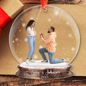 Engagement Proposal - Couple Christmas Gift, First Christmas Engaged - Personalized Acrylic Photo Ornament
