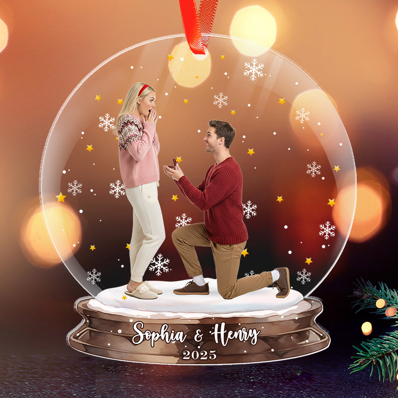 Engagement Proposal - Couple Christmas Gift, First Christmas Engaged - Personalized Acrylic Photo Ornament