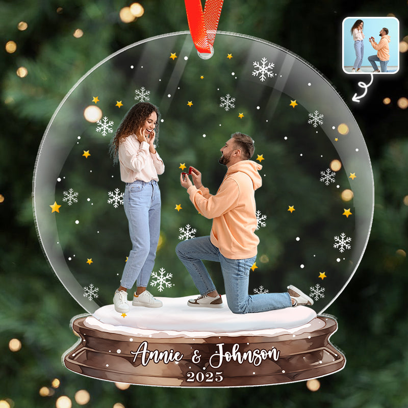 Engagement Proposal - Couple Christmas Gift, First Christmas Engaged - Personalized Acrylic Photo Ornament