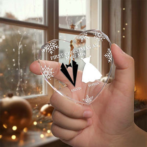 First Christmas As Married Couples - Personalized Heart Glass Ornament