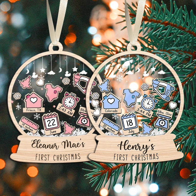 Baby's First Christmas Ornament Icon - Personalized 3-Layered Shaker Ornament