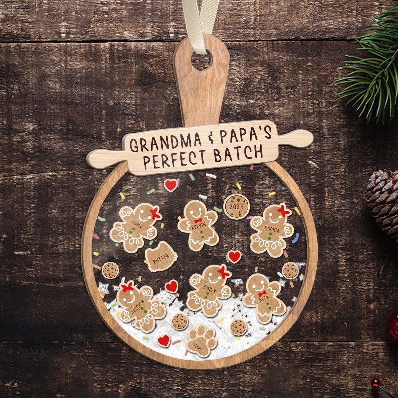 Gingerbread Family Perfect Batch -  Personalized 3-Layered Shaker Ornament