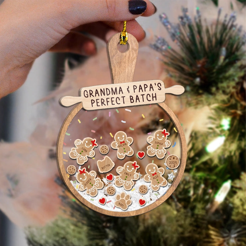 Gingerbread Family Perfect Batch -  Personalized 3-Layered Shaker Ornament