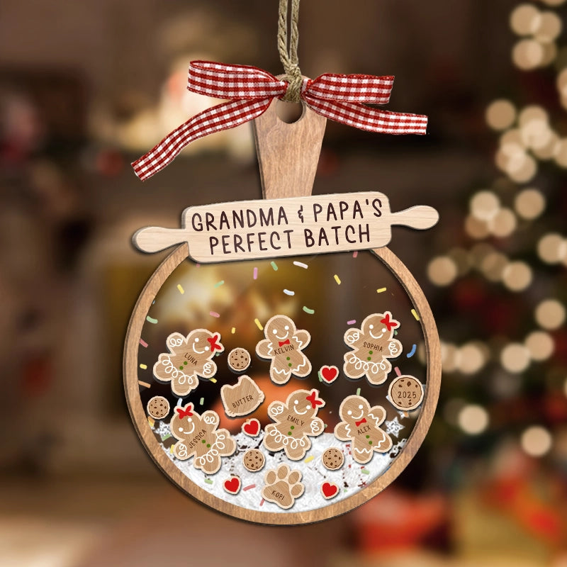 Gingerbread Family Perfect Batch -  Personalized 3-Layered Shaker Ornament