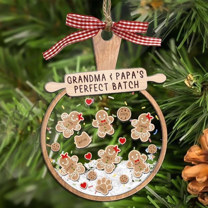 Gingerbread Family Perfect Batch -  Personalized 3-Layered Shaker Ornament