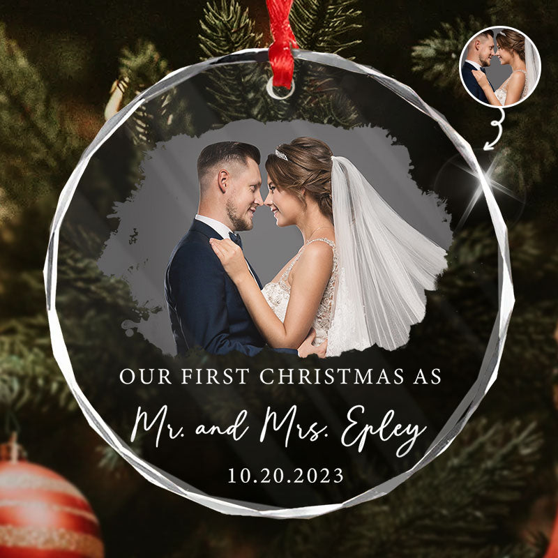 Our First Christmas - Personalized Circle Glass Ornament