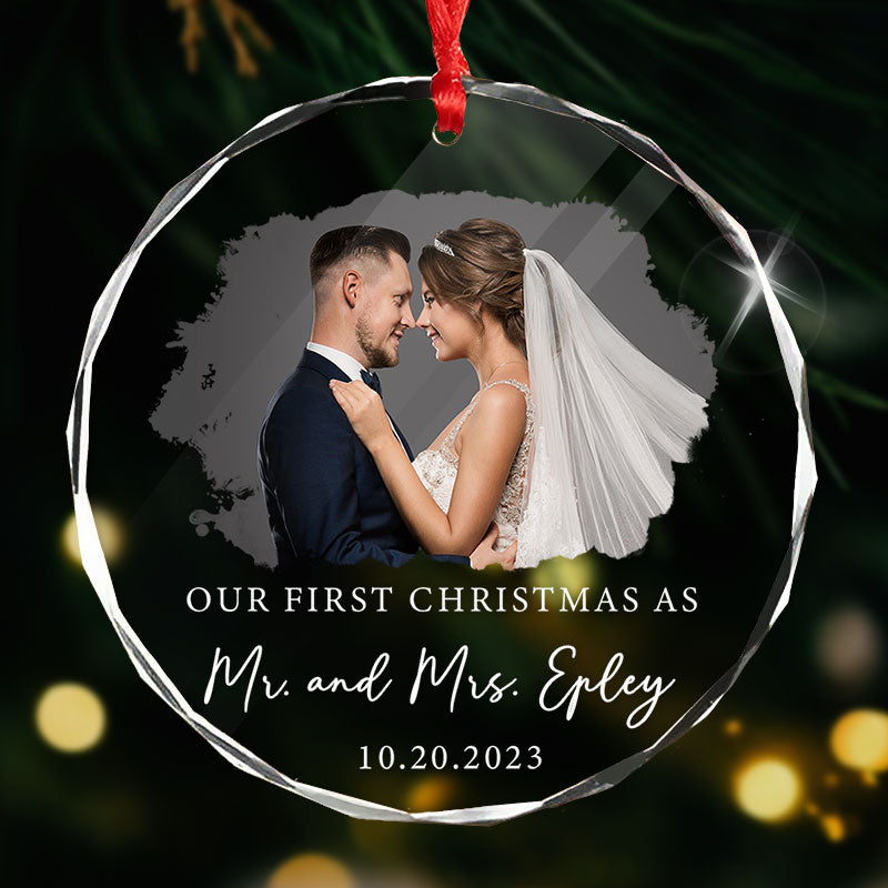 Our First Christmas - Personalized Circle Glass Ornament