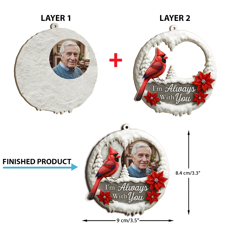 Custom Photo I'm Always With You Memorial - Personalized 2-Layered Wooden Ornament