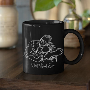 Best Dad Ever - Custom Line Art - Personalized Black Mug