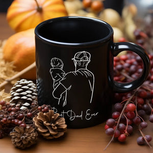 Best Dad Ever - Custom Line Art - Personalized Black Mug