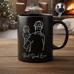 Best Dad Ever - Custom Line Art - Personalized Black Mug