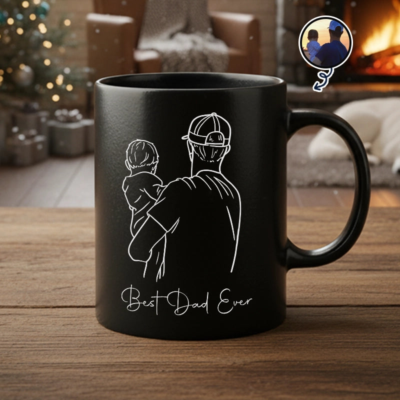 Best Dad Ever - Custom Line Art - Personalized Black Mug