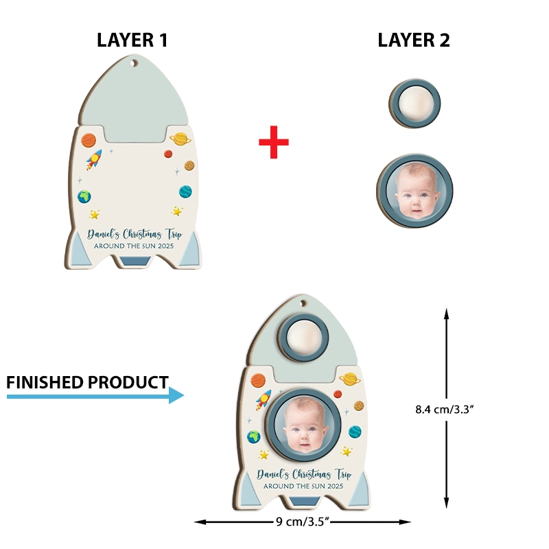 Custom Photo Explore The Universe As Astronaut - Personalized 2-Layered Wooden Ornament