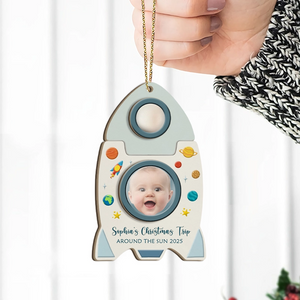 Custom Photo Explore The Universe As Astronaut - Personalized 2-Layered Wooden Ornament