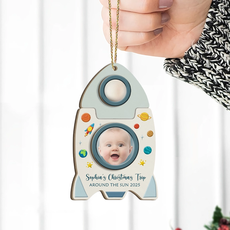 Custom Photo Explore The Universe As Astronaut - Personalized 2-Layered Wooden Ornament