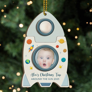 Custom Photo Explore The Universe As Astronaut - Personalized 2-Layered Wooden Ornament