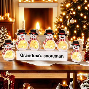 Snowmen Family - Gift For Family, Couple, Friends - Personalized Lighted Wooden Snowman