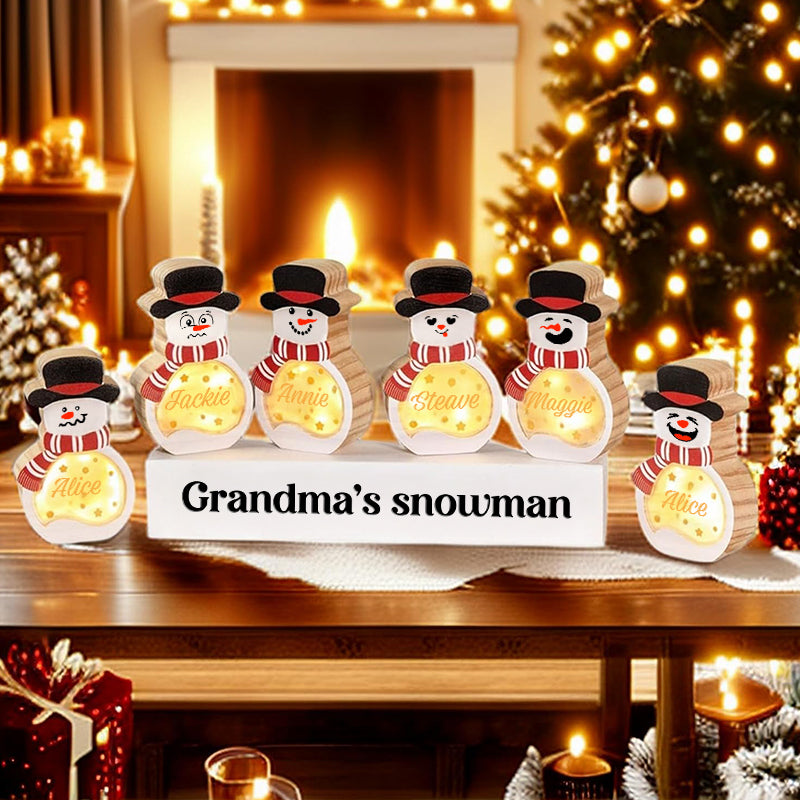 Snowmen Family - Gift For Family, Couple, Friends - Personalized Lighted Wooden Snowman