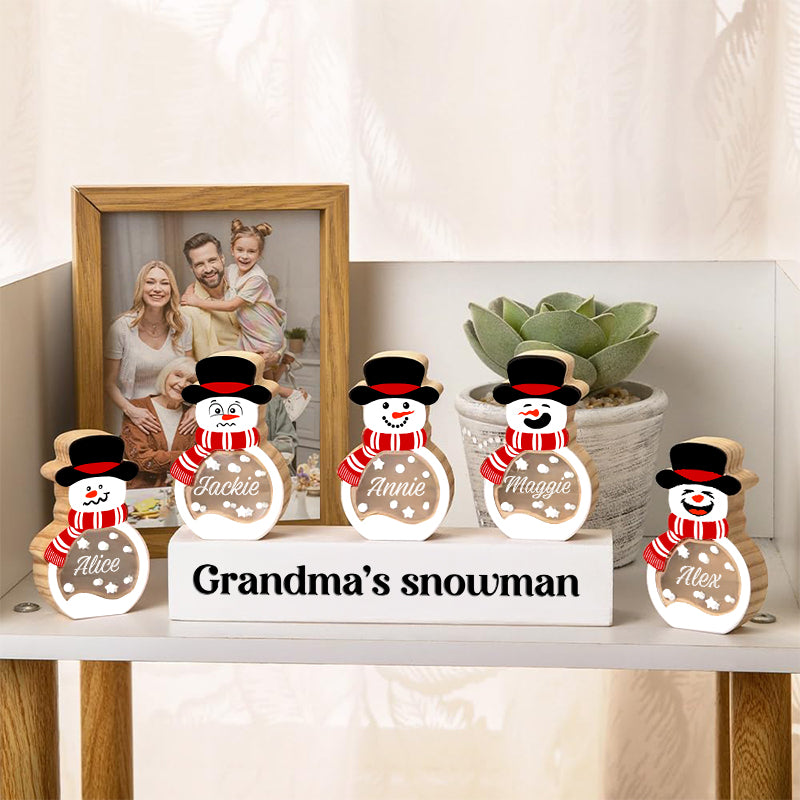 Snowmen Family - Gift For Family, Couple, Friends - Personalized Lighted Wooden Snowman