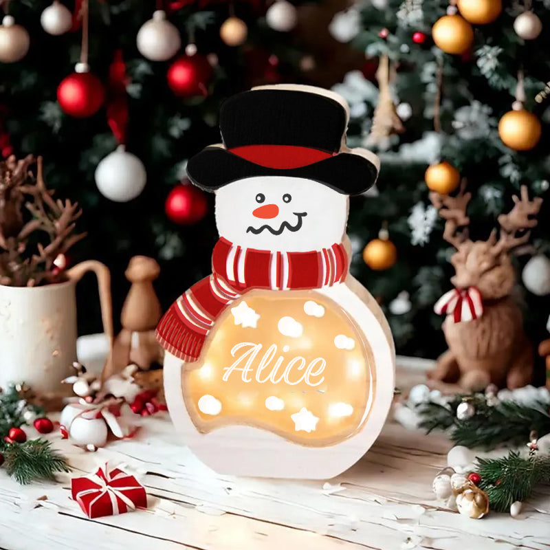 Snowmen Family - Gift For Family, Couple, Friends - Personalized Lighted Wooden Snowman