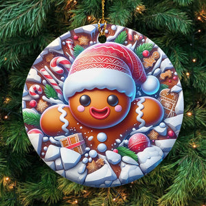 Funny Character Wall Break Through Effect - Personalized Circle Ceramic Ornament