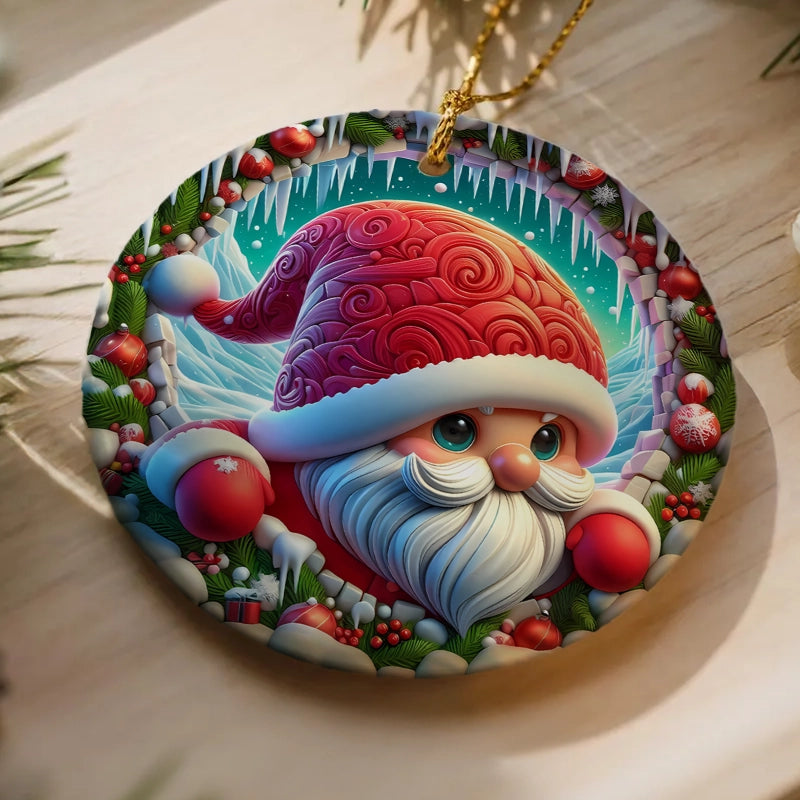 Funny Character Wall Break Through Effect - Personalized Circle Ceramic Ornament