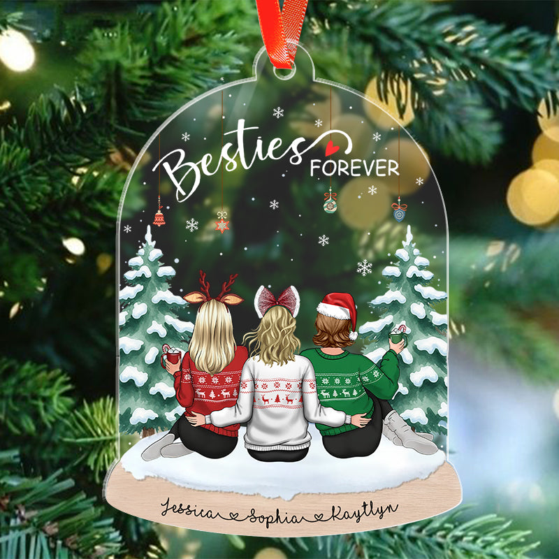 Besties Forever - Christmas Gift For Best Friends, Sisters, Sibling - Personalized Acrylic Ornament