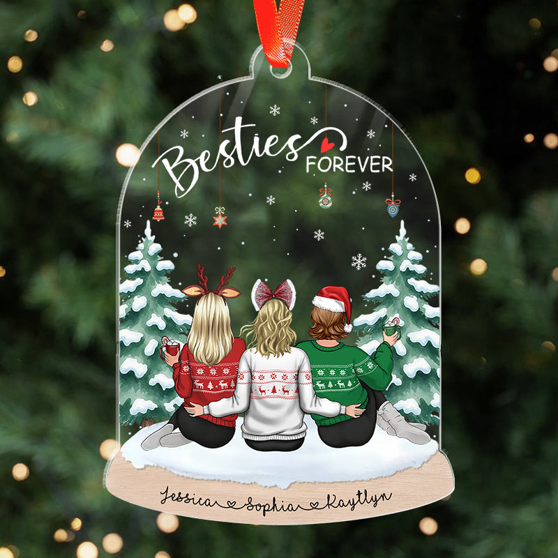 Besties Forever - Christmas Gift For Best Friends, Sisters, Sibling - Personalized Acrylic Ornament