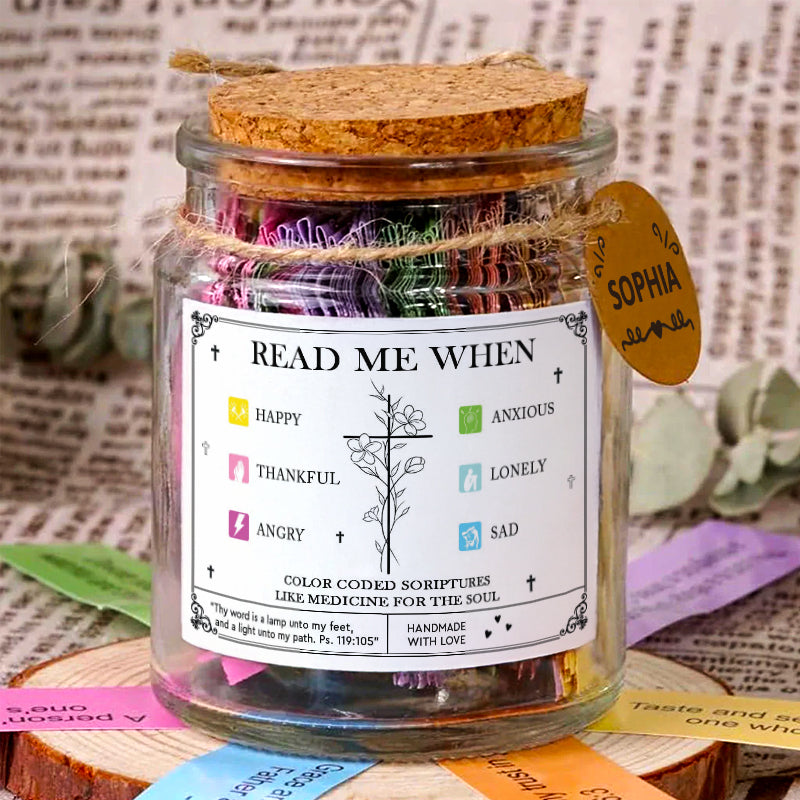 Christian Read Me When - Encouraging Christian Gift, Hallow Grace Scripture Jar, Birthday - Personalized Bible Verse Jar