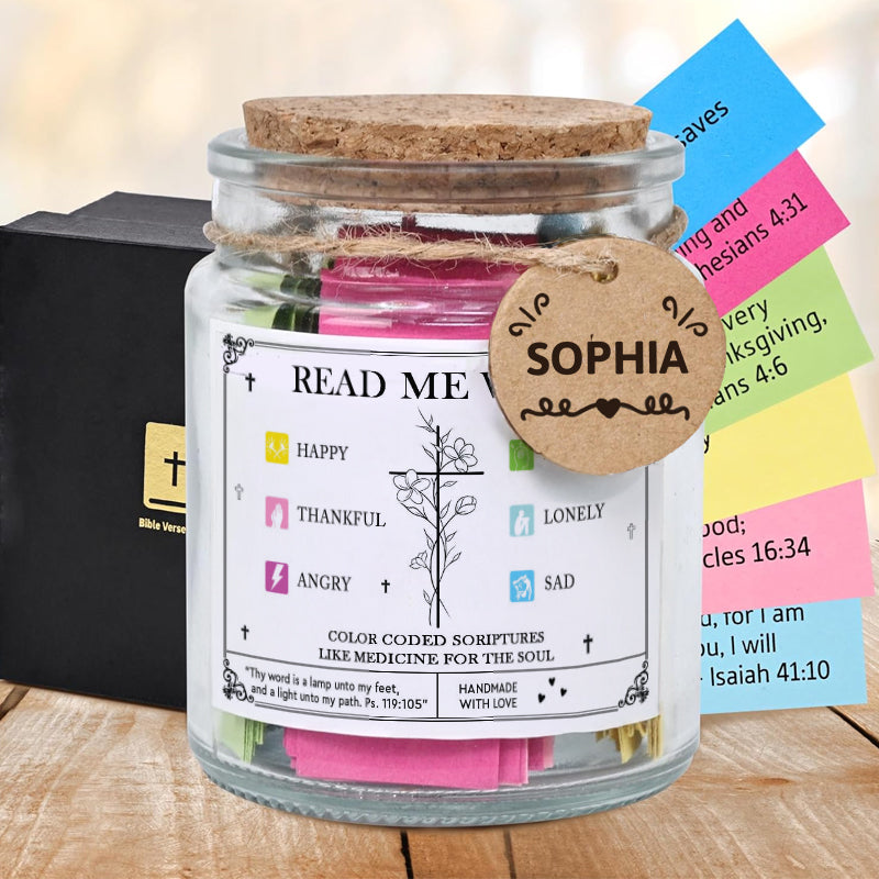 Christian Read Me When - Encouraging Christian Gift, Hallow Grace Scripture Jar, Birthday - Personalized Bible Verse Jar