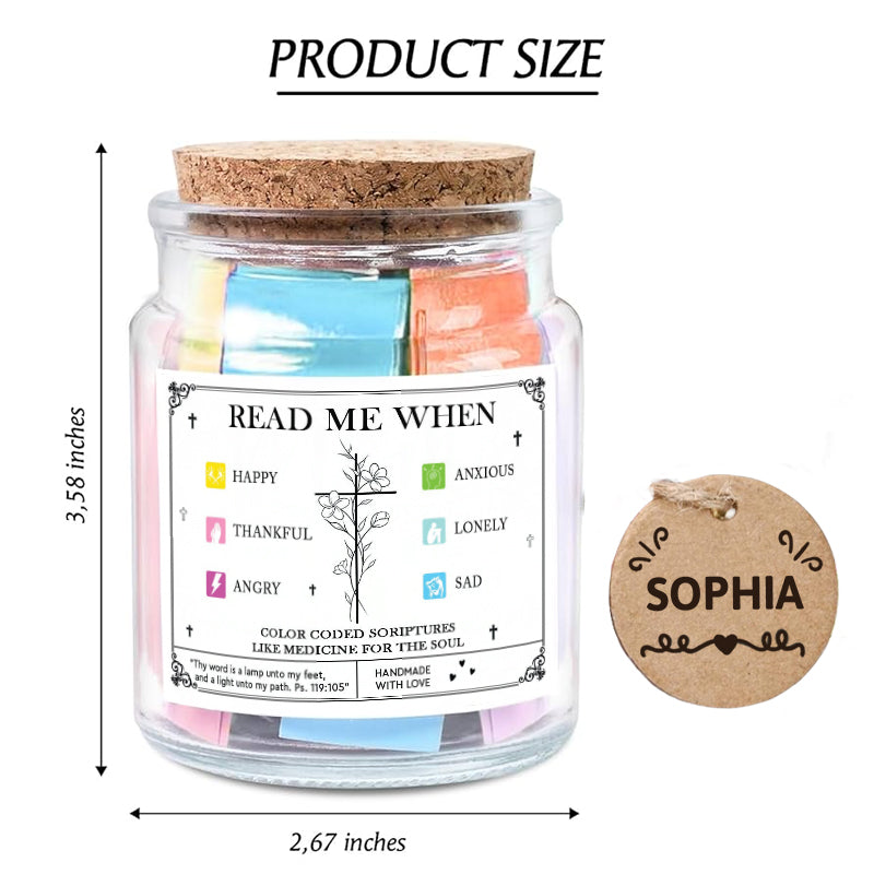 Christian Read Me When - Encouraging Christian Gift, Hallow Grace Scripture Jar, Birthday - Personalized Bible Verse Jar