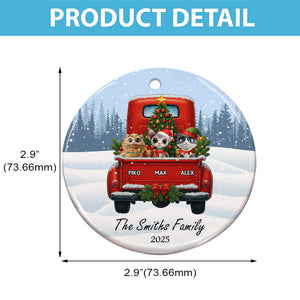 Merry Christmas Cat Lovers - Personalized Circle Ceramic Ornament