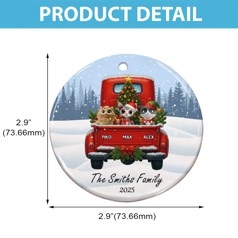 Merry Christmas Cat Lovers - Personalized Circle Ceramic Ornament