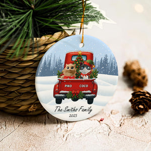 Merry Christmas Cat Lovers - Personalized Circle Ceramic Ornament