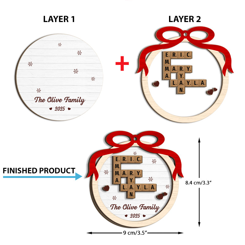 Crossword Family - Personalized 2-Layered Wooden Ornament