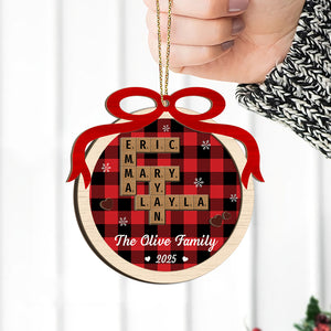 Crossword Family - Personalized 2-Layered Wooden Ornament