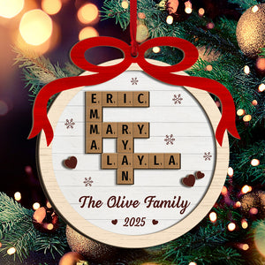Crossword Family - Personalized 2-Layered Wooden Ornament