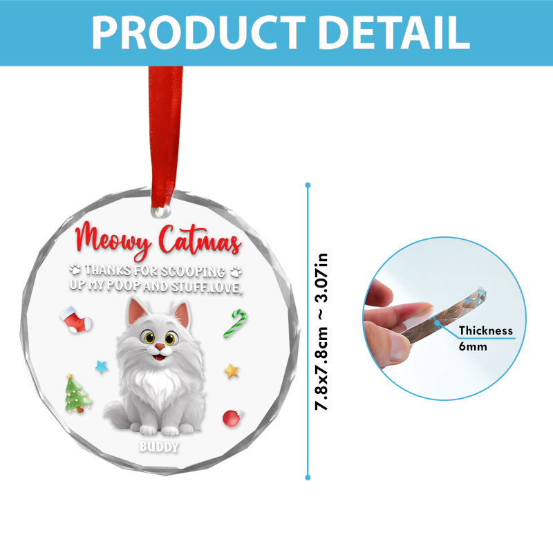 Meowy Catmas - Christmas Gift For Cat Lovers - Personalized Circle Glass Ornament