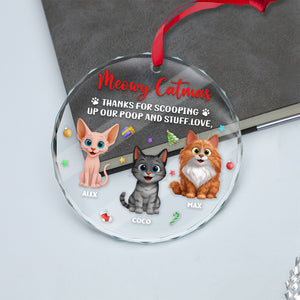 Meowy Catmas - Christmas Gift For Cat Lovers - Personalized Circle Glass Ornament