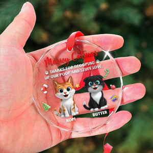 Meowy Catmas - Christmas Gift For Cat Lovers - Personalized Circle Glass Ornament