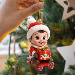 Cute Santa Baby First Christmas - Personalized Acrylic Ornament