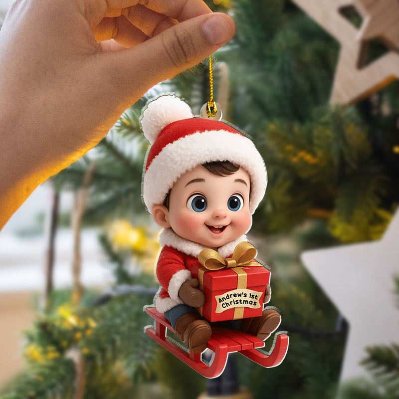 Cute Santa Baby First Christmas - Personalized Acrylic Ornament