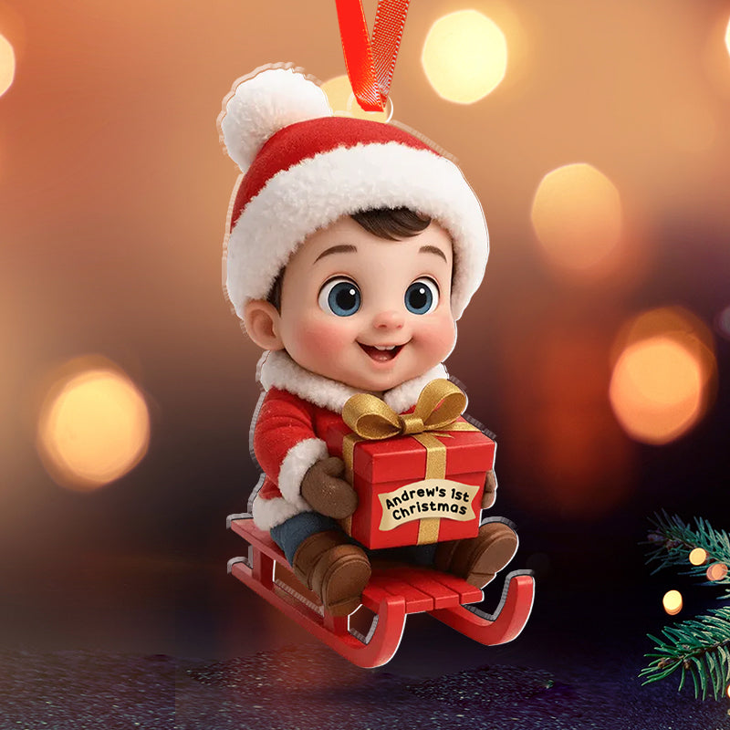 Cute Santa Baby First Christmas - Personalized Acrylic Ornament